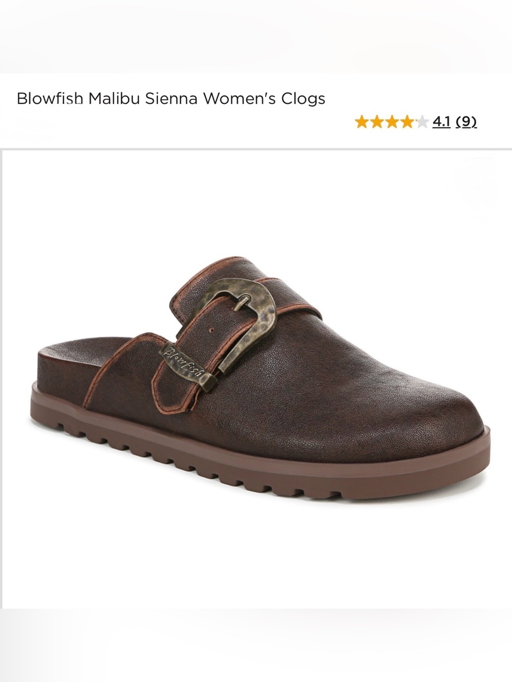 *new* Blowfish Malibu Sienna Brown Leather Buckle Clog